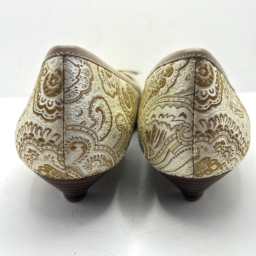 Nine & Company Womens Gold Paisley Brocade Rhinestone Kitten Heel Pumps 9.5M - Picture 5 of 9